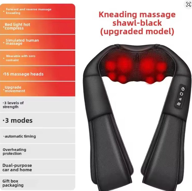 Heated Ergonomic Massager – Shawl-Style with Kneading Relief