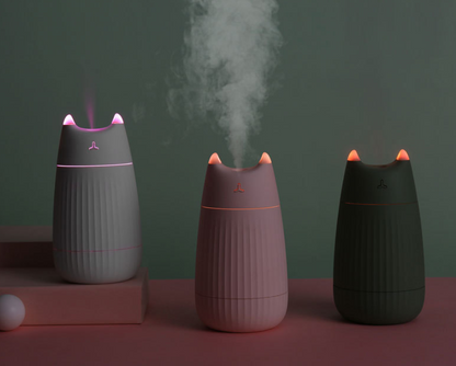 Cat Humidifier with Colorful LED Light – Compact Mist for Calm Spaces