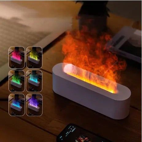 USB Flame Light Aroma Diffuser – Mini Humidifier with 7-Color Glow