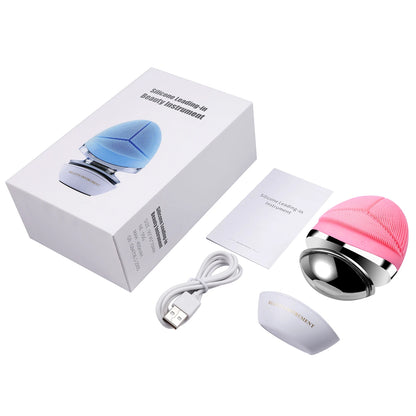 Electric Silicone Facial Cleansing Brush – EMS, Heat & LED Light