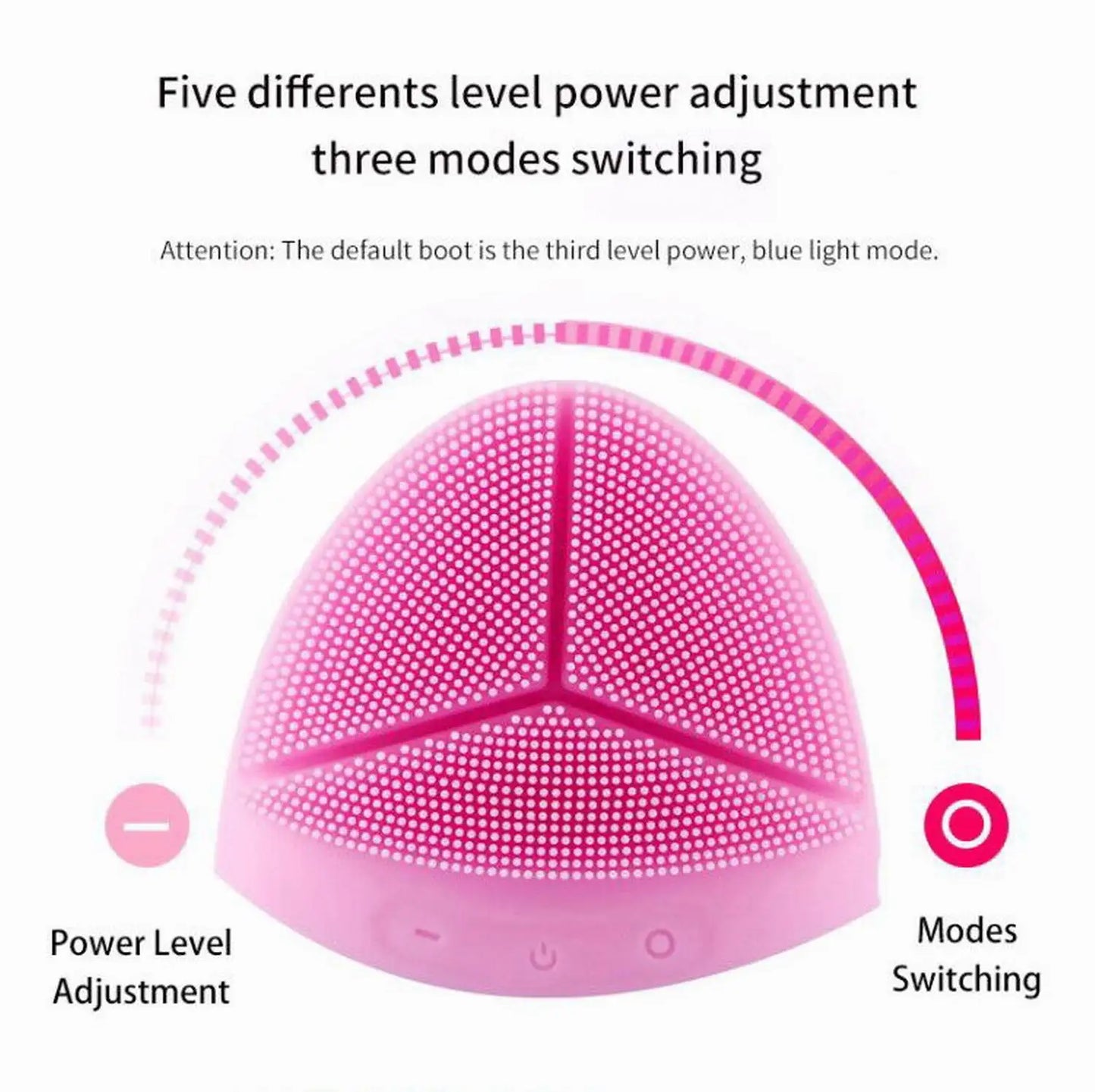 Electric Silicone Facial Cleansing Brush – EMS, Heat & LED Light
