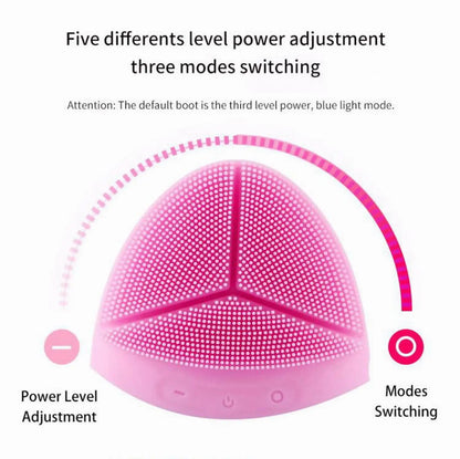 Electric Silicone Facial Cleansing Brush – EMS, Heat & LED Light