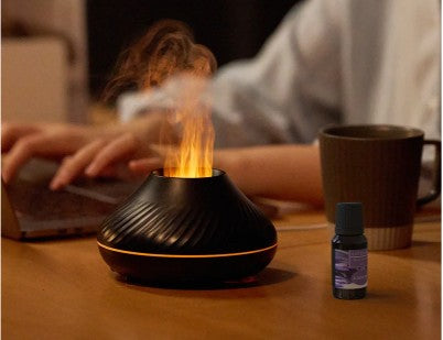 Volcano Flame Diffuser – Essential Oil Mist & Cozy Glow