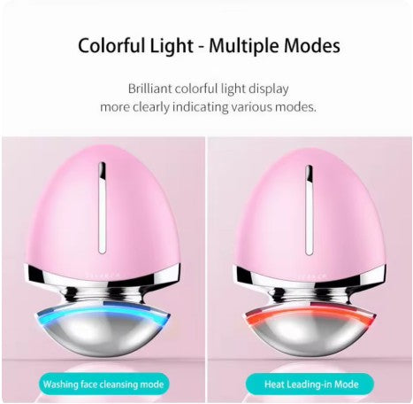 Electric Silicone Facial Cleansing Brush – EMS, Heat & LED Light