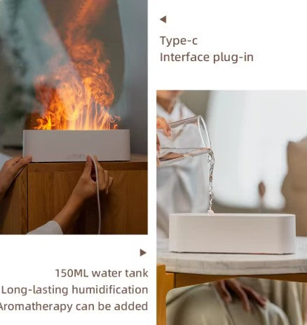 USB Flame Light Aroma Diffuser – Mini Humidifier with 7-Color Glow