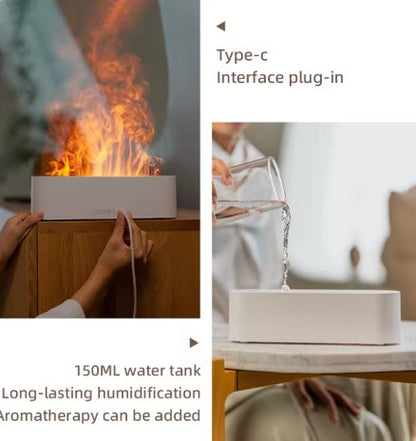 USB Flame Light Aroma Diffuser – Mini Humidifier with 7-Color Glow