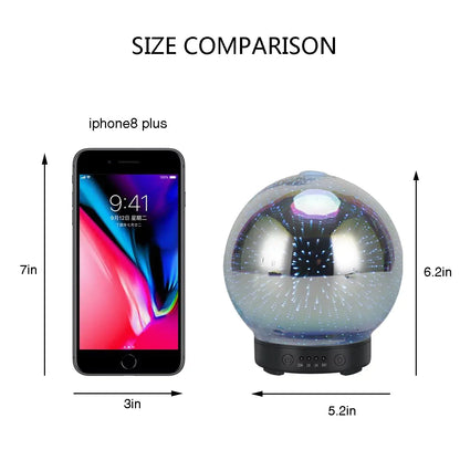 3D Glass Aromatherapy Humidifier – Color Changing Ultrasonic Diffuser