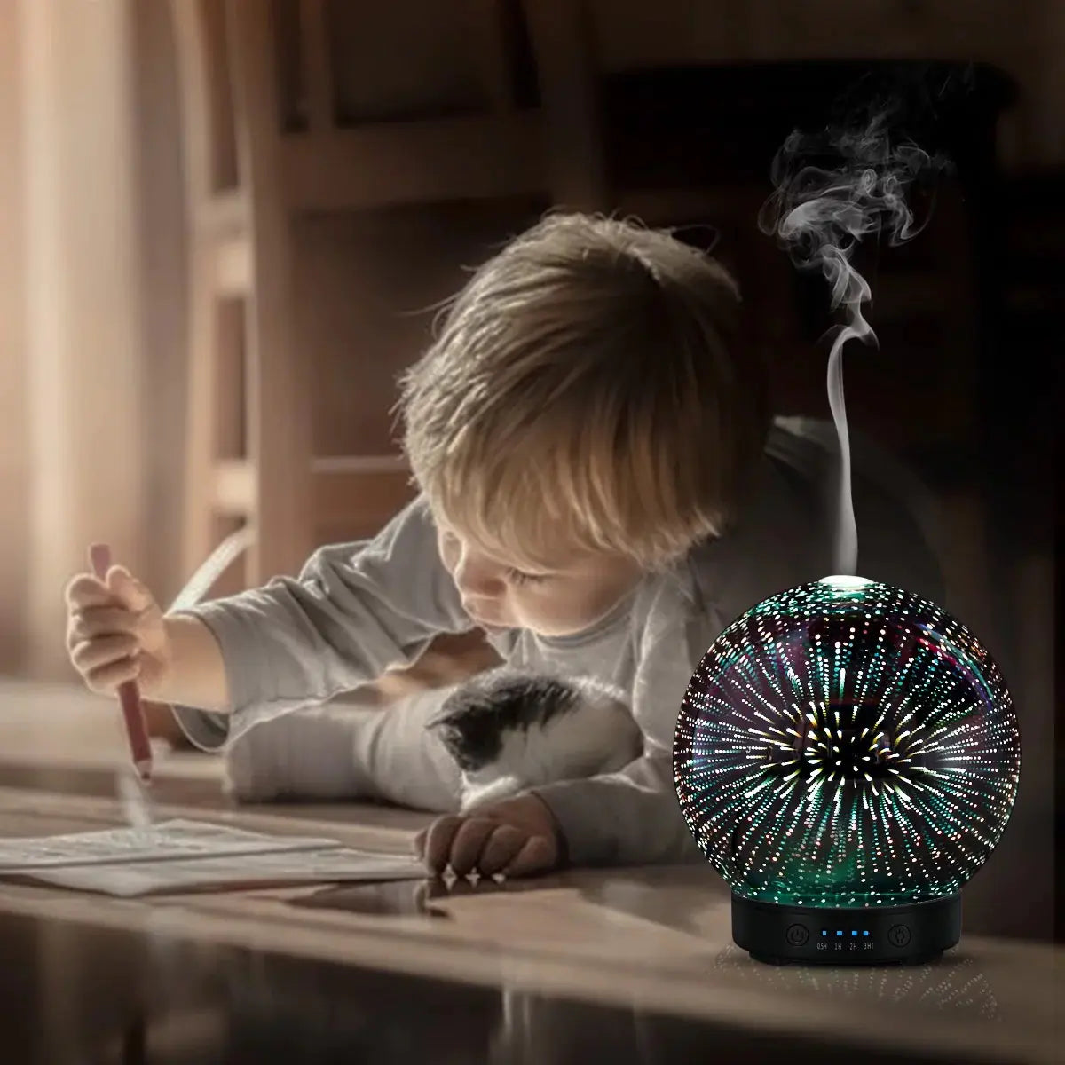 3D Glass Aromatherapy Humidifier – Color Changing Ultrasonic Diffuser