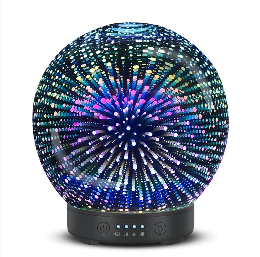 3D Glass Aromatherapy Humidifier – Color Changing Ultrasonic Diffuser