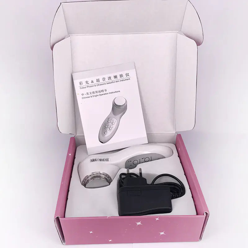 Ultrasonic Facial Cleansing Device with Color Light Therapy