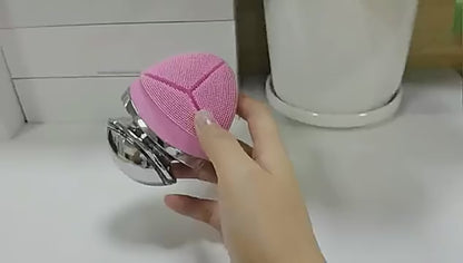 Electric Silicone Facial Cleansing Brush – EMS, Heat & LED Light