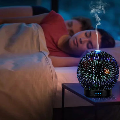 3D Glass Aromatherapy Humidifier – Color Changing Ultrasonic Diffuser